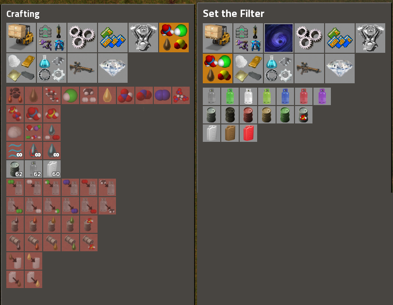 Fluids tab crafting and filtering